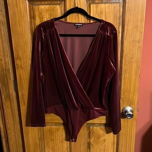 Velvet cross cross bodysuit